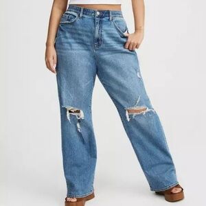 Torrid Blue Distressed straight leg Jeans
